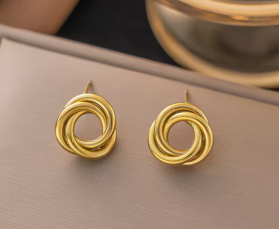 Gold Earrings - Swirl Knot Studs | Bend the Trend