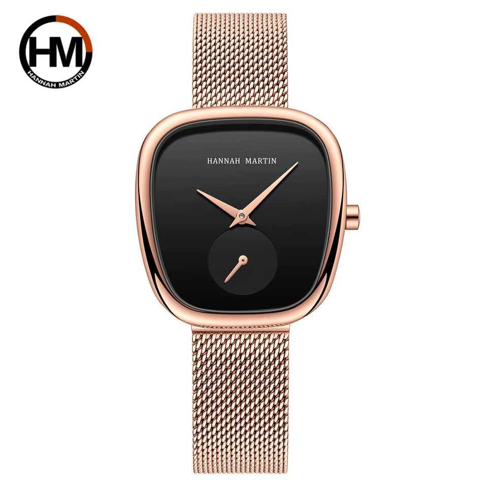 Hannah Martin Luxe Curve Mesh Watch – Stainless Steel, Hypoallergenic (4 Colors)