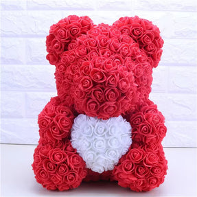 Teddy With Red Rose Teddy Bear with White Heart – Luxury Romantic Gift.Valentines
