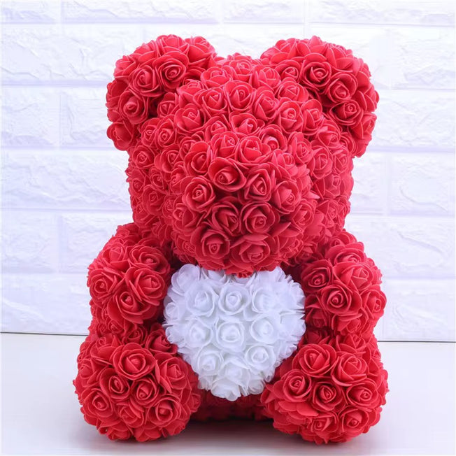 Teddy With Red Rose Teddy Bear with White Heart – Luxury Romantic Gift.Valentines