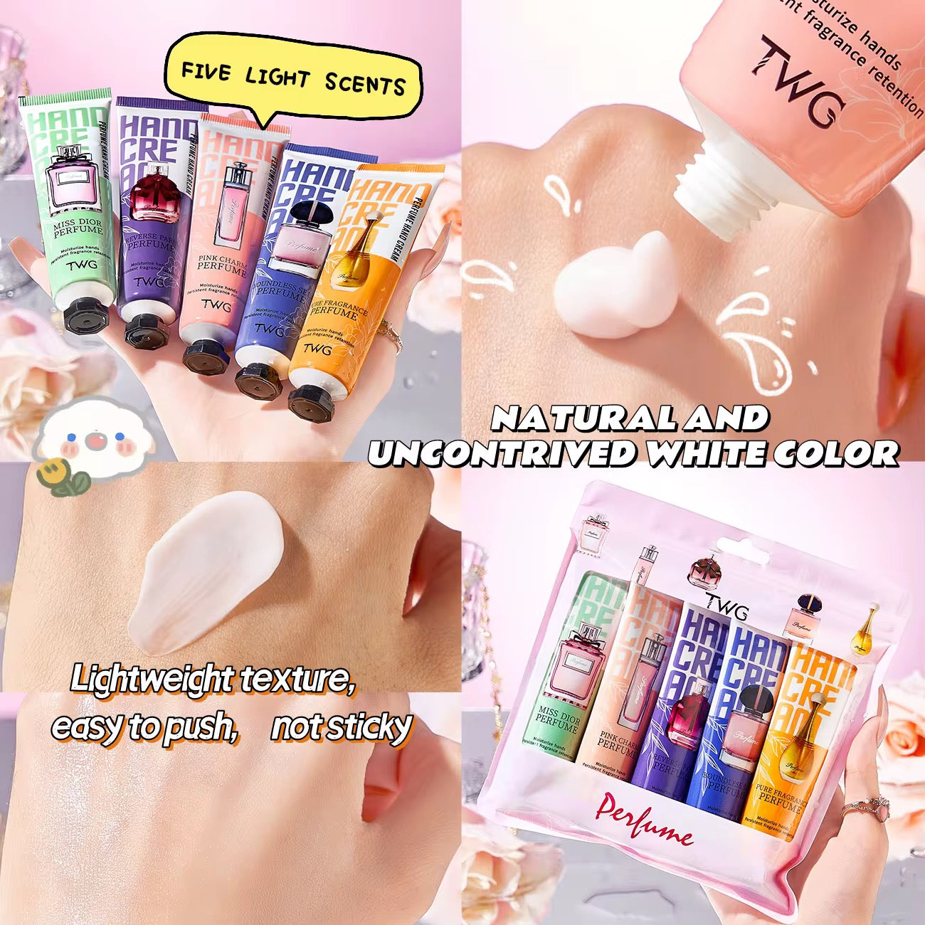 Luxury Perfumed Hand Cream Gift Set (5-Piece Moisturizing Hand Cream Collection) Hand Cream pack ,Packet Gift package