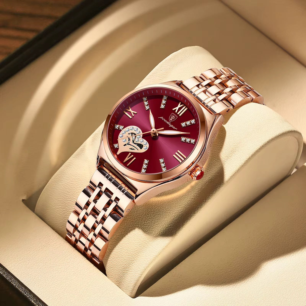 Pocdagar Luxe Heart Crystal Women’s Watch
