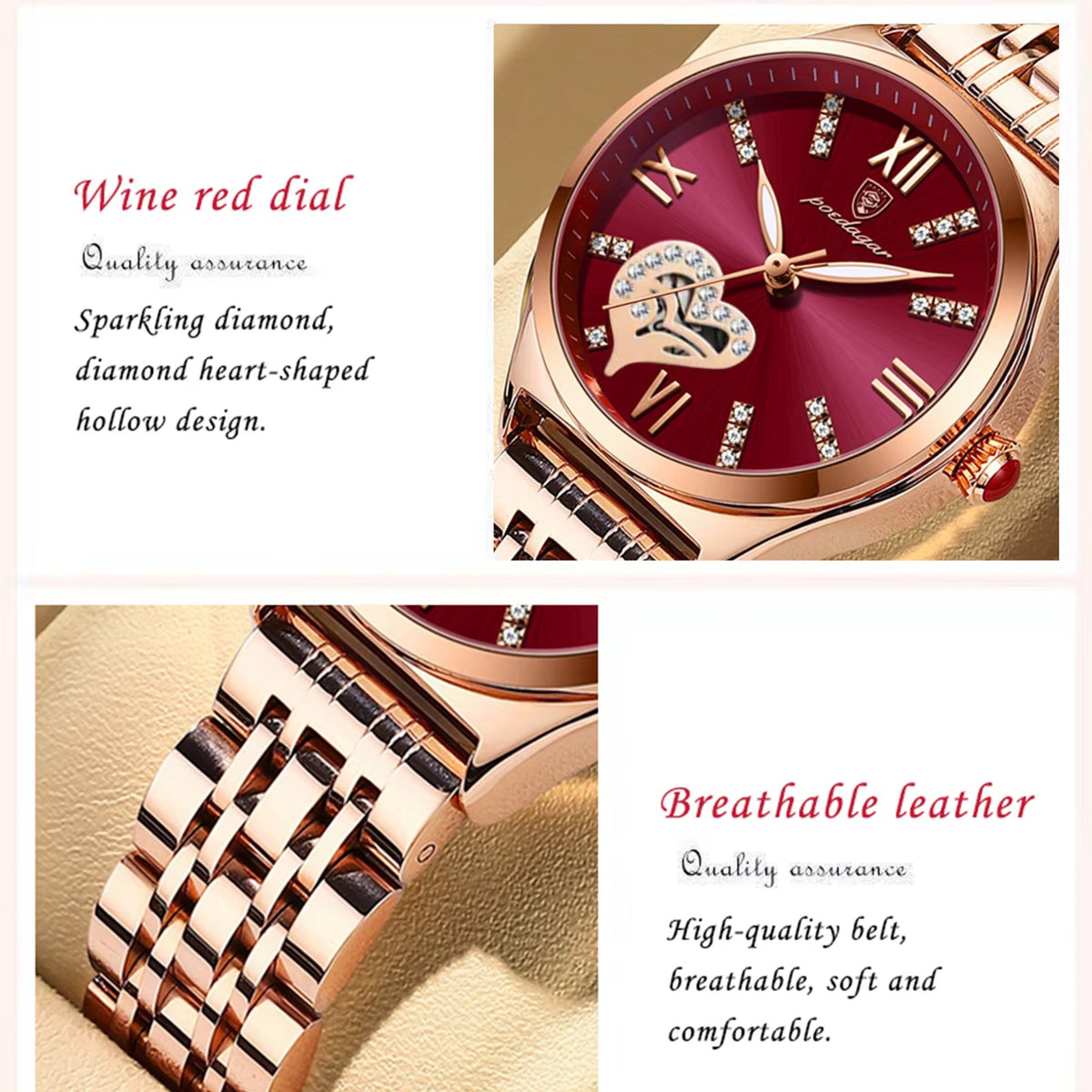 Pocdagar Luxe Heart Crystal Women’s Watch