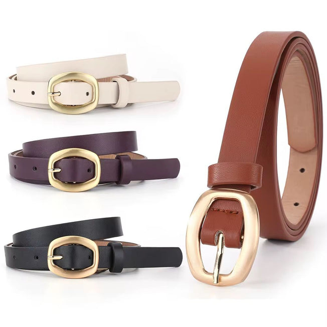 Slim Belt for Women - Faux Leather Gold Buckle | Bend the Trend