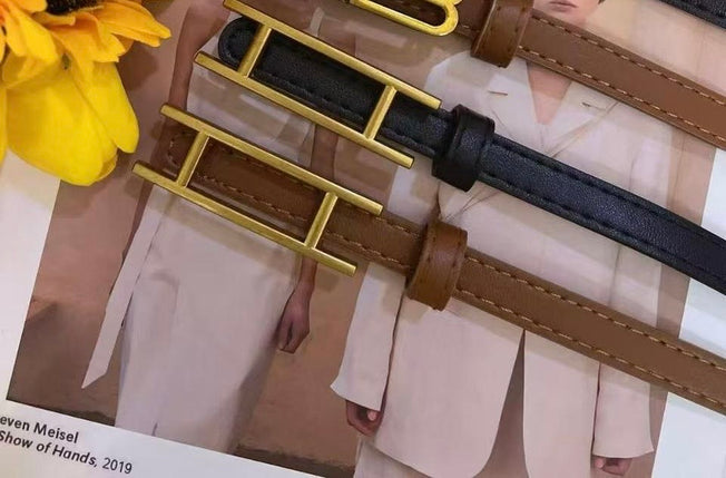 Slim Belt for Women - Gold Double Buckle Faux Leather Belt | Bend the Trend