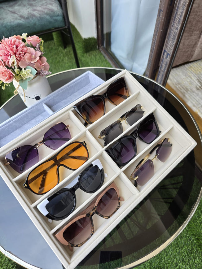 Sunglass Organizer - 8-Slot Velvet Display Box | Bend the Trend