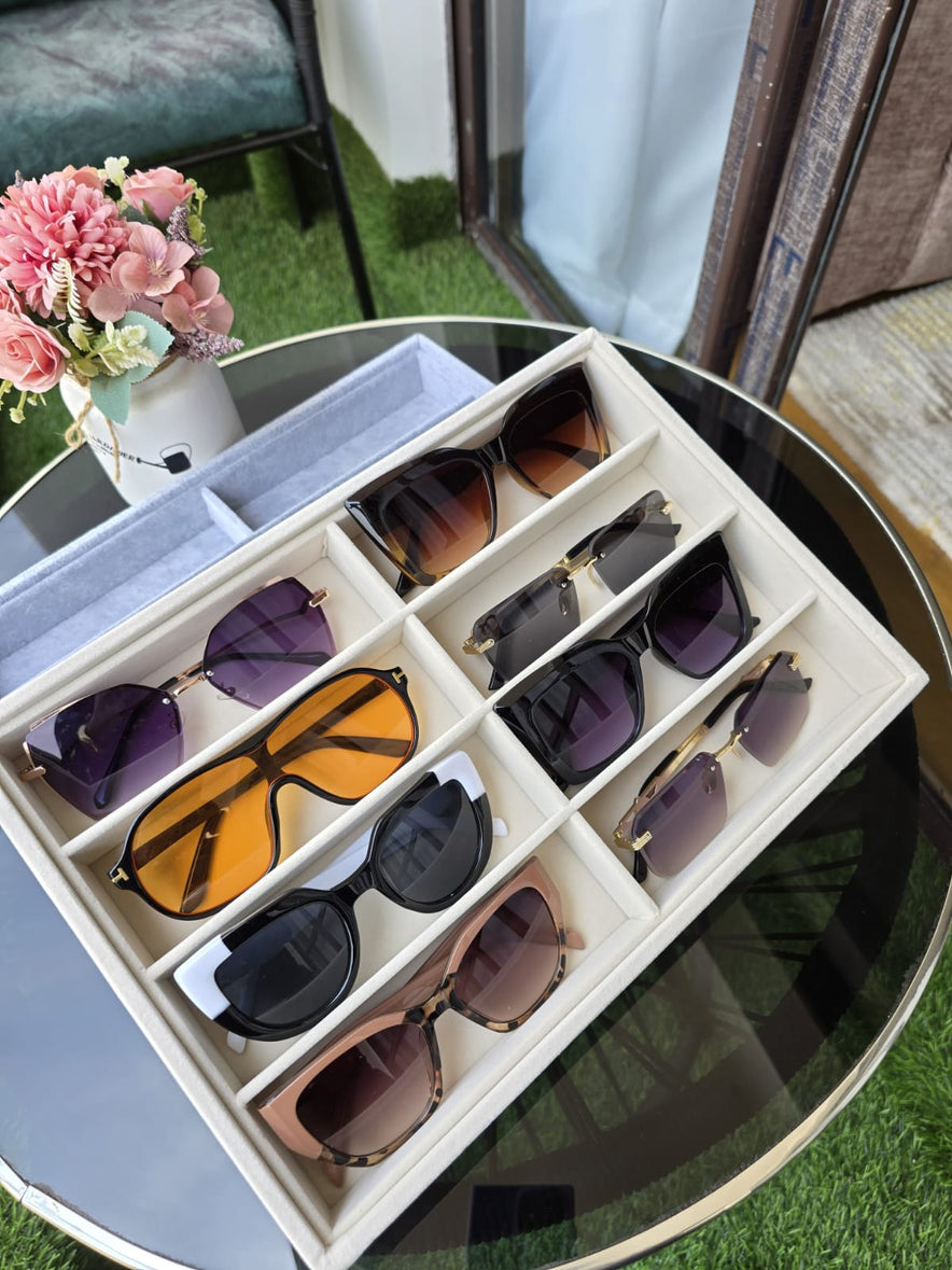 Sunglass Organizer - 8-Slot Velvet Display Box | Bend the Trend