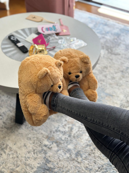 Teddy Bear Slippers - Plush Faux Fur House Shoes | Bend the Trend