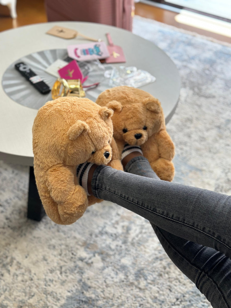 Teddy Bear Slippers - Plush Faux Fur House Shoes | Bend the Trend