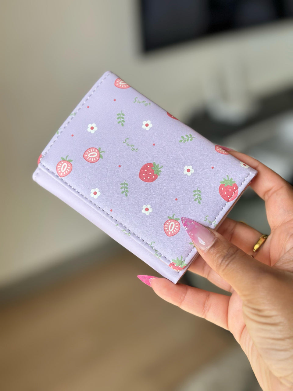 Women's Wallet - Strawberry Print Mini Wallet | Bend the Trend