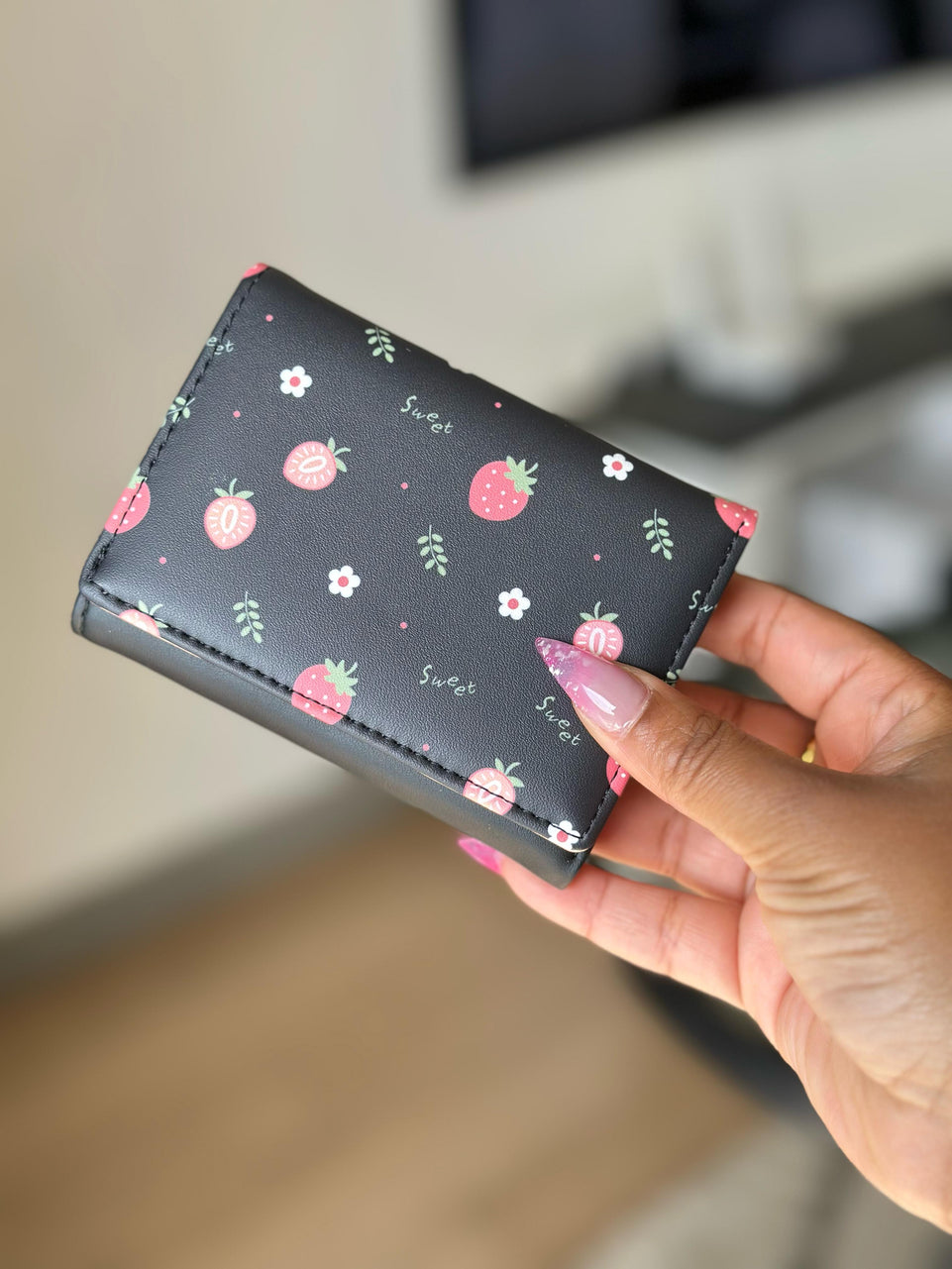 Women's Wallet - Strawberry Print Mini Wallet | Bend the Trend