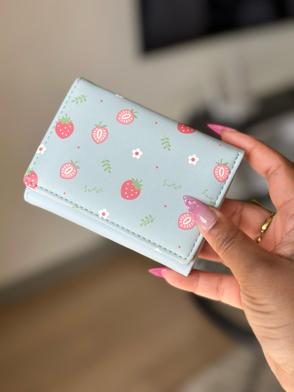 Women's Wallet - Strawberry Print Mini Wallet | Bend the Trend