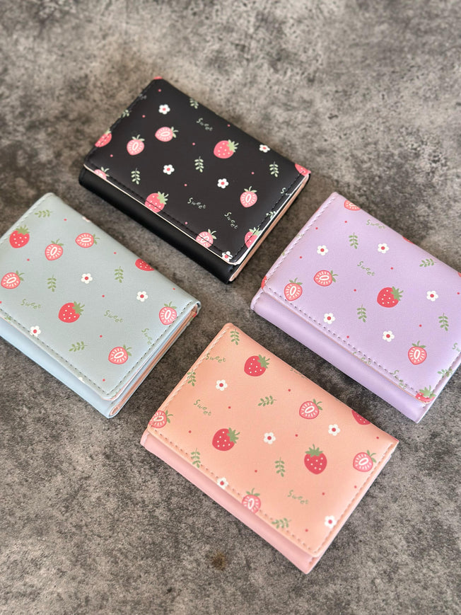 Women's Wallet - Strawberry Print Mini Wallet | Bend the Trend