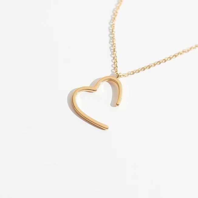 Heart Necklace - Geometric M Shape Heart Pendant | Bend the Trend