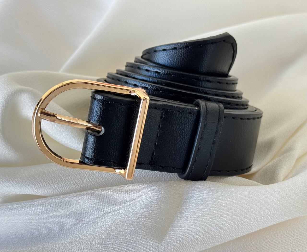 Women's Belt - Black Leather Glided Buckle Belt | Bend the Trend