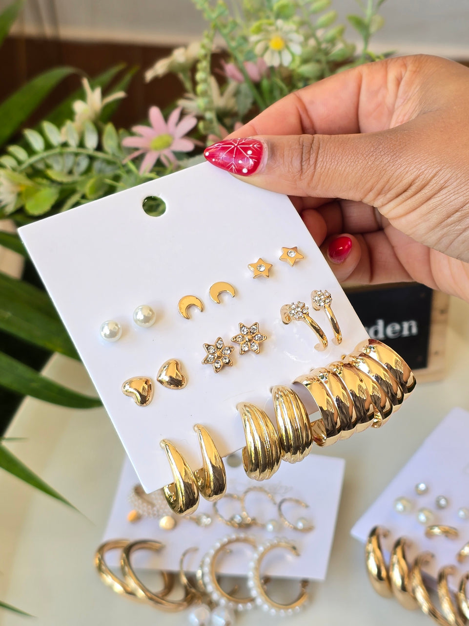 Earring Set loops Moon,Star