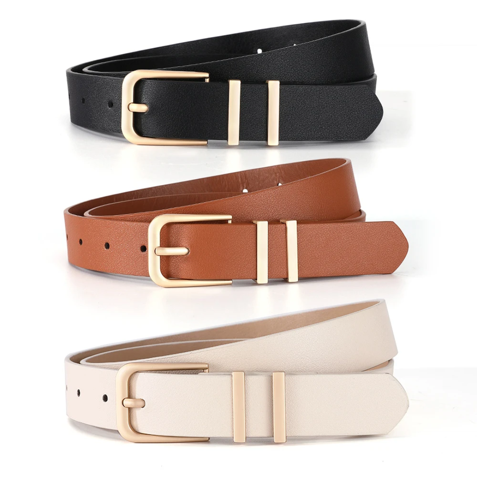 Double Strap Belt - Gold Buckle Faux Leather Belt | Bend the Trend