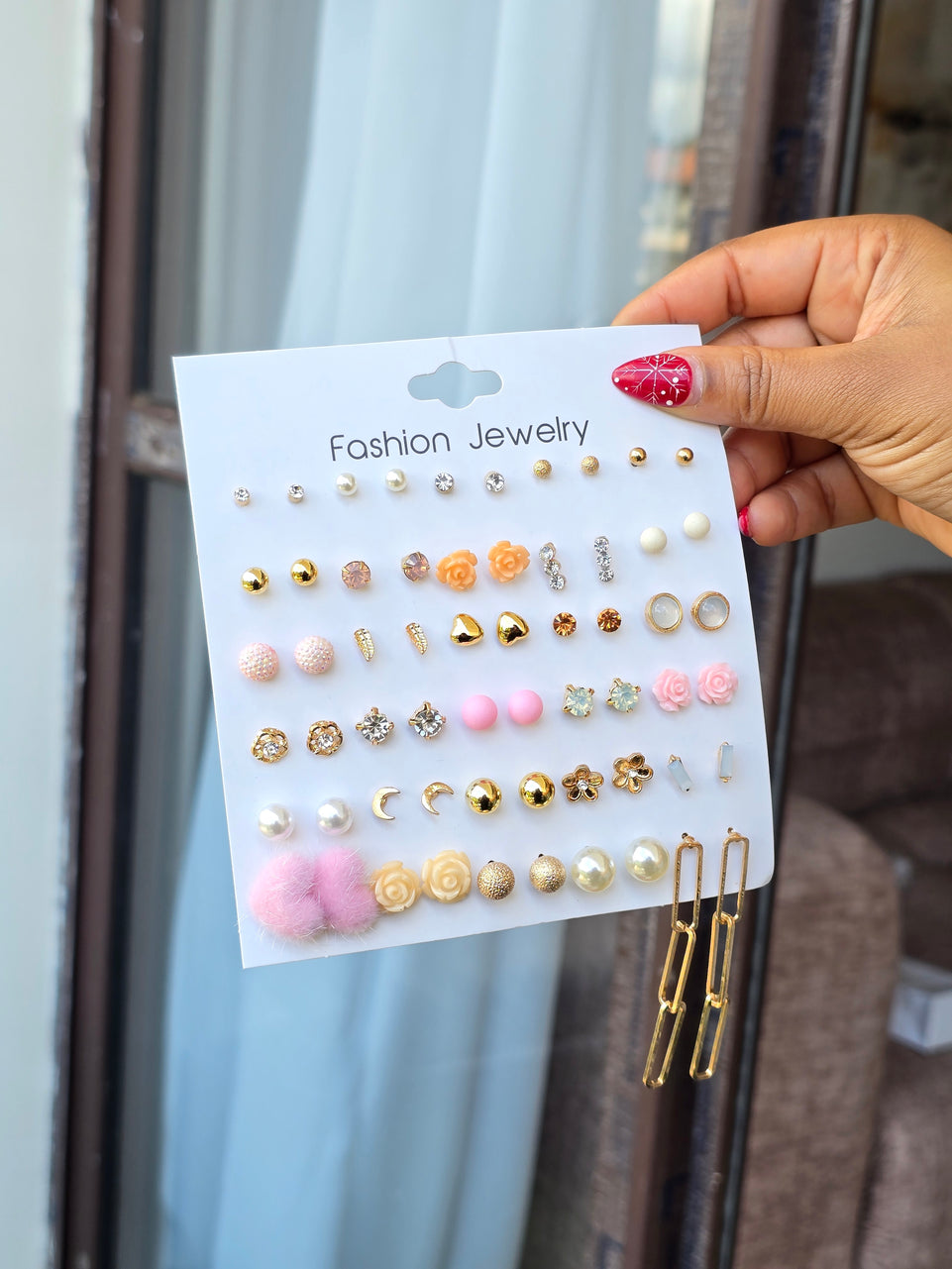 Earring Set 30 piece pink fluffy set