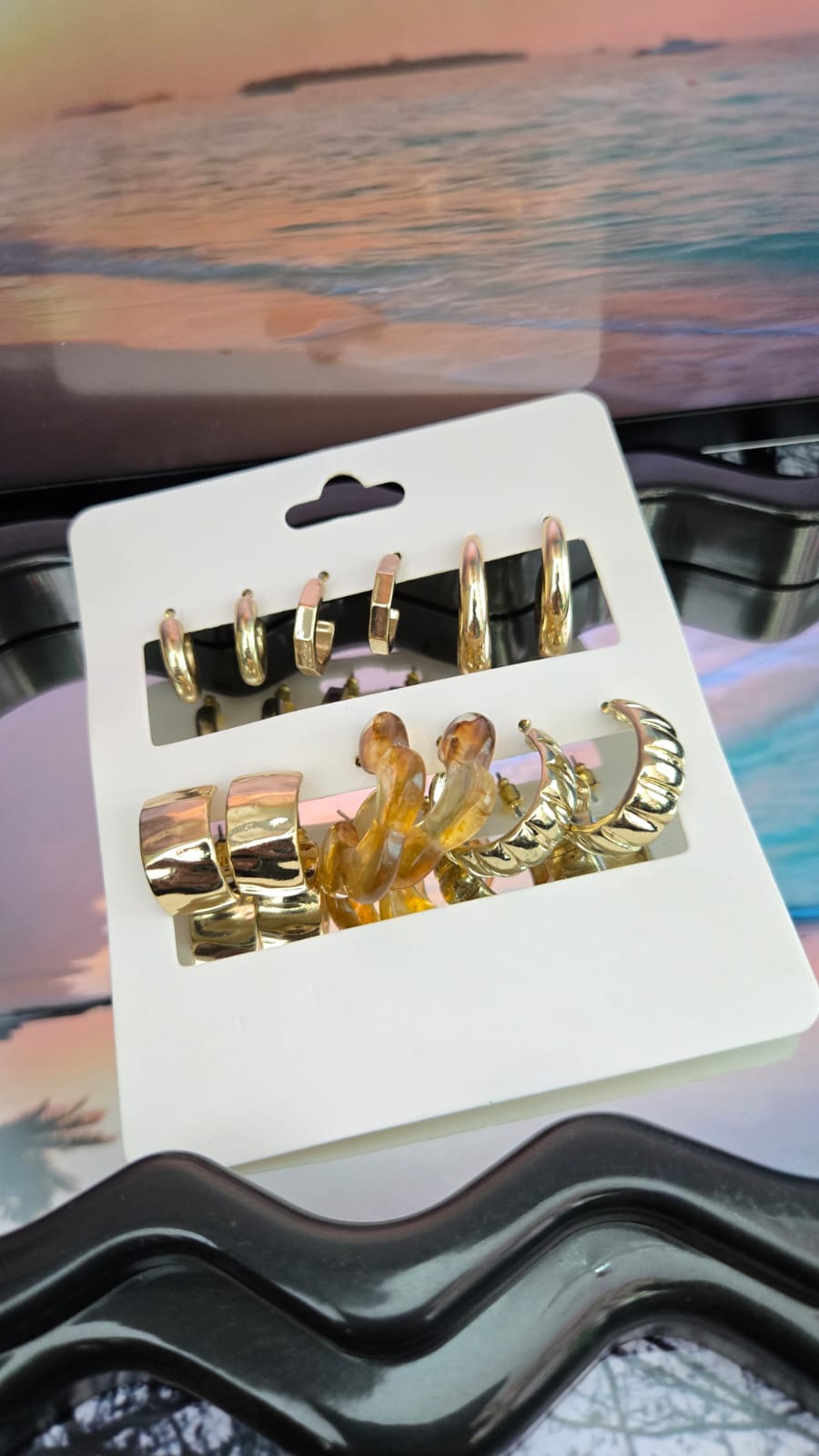 Earring set marble mini loop