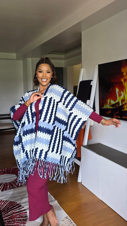 Women's Poncho Scarf - Plaid Knitted Wrap Shawl | Bend the Trend