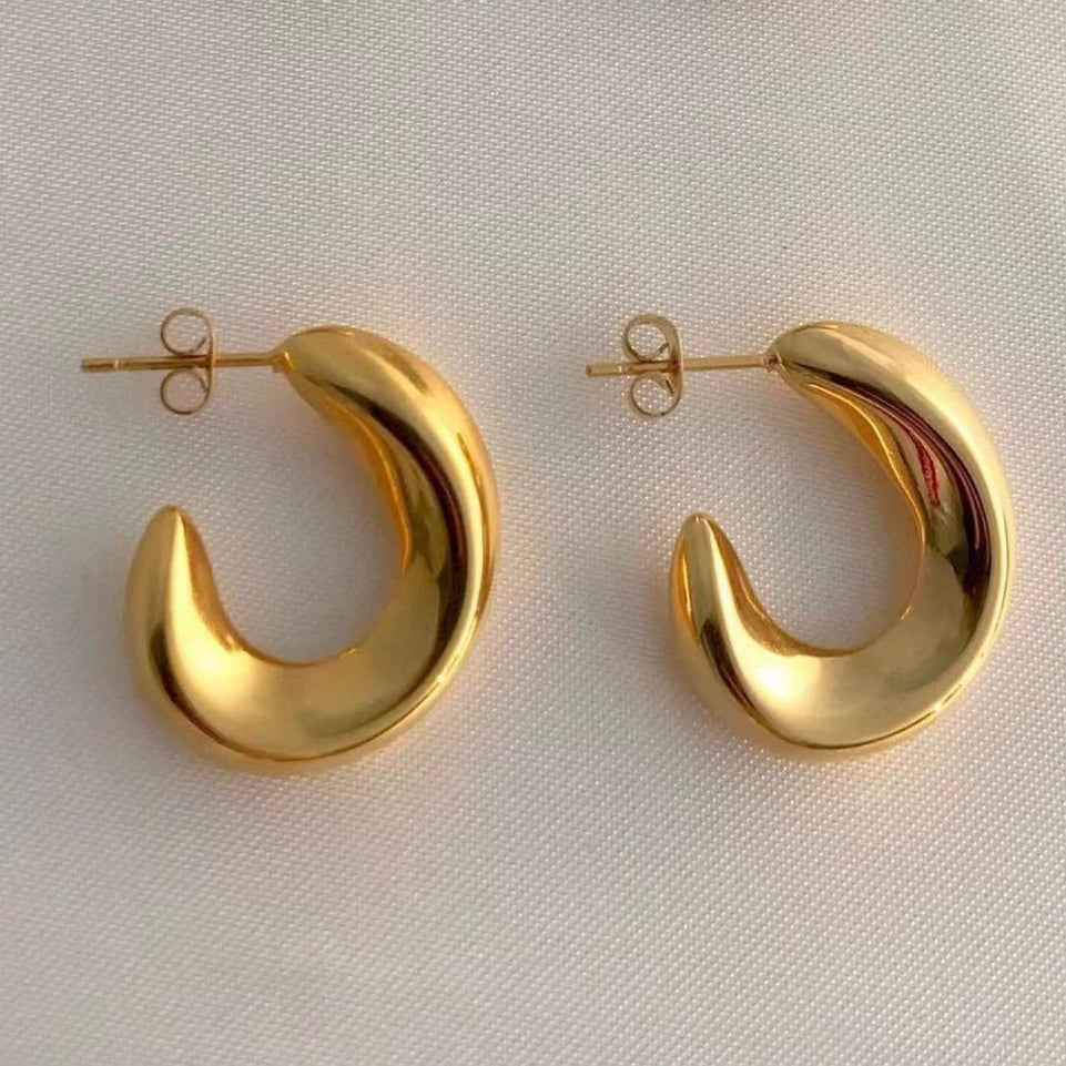 Hoop Earrings for Women - Gold Stainless Steel Oval Hoops | Bend the Trend