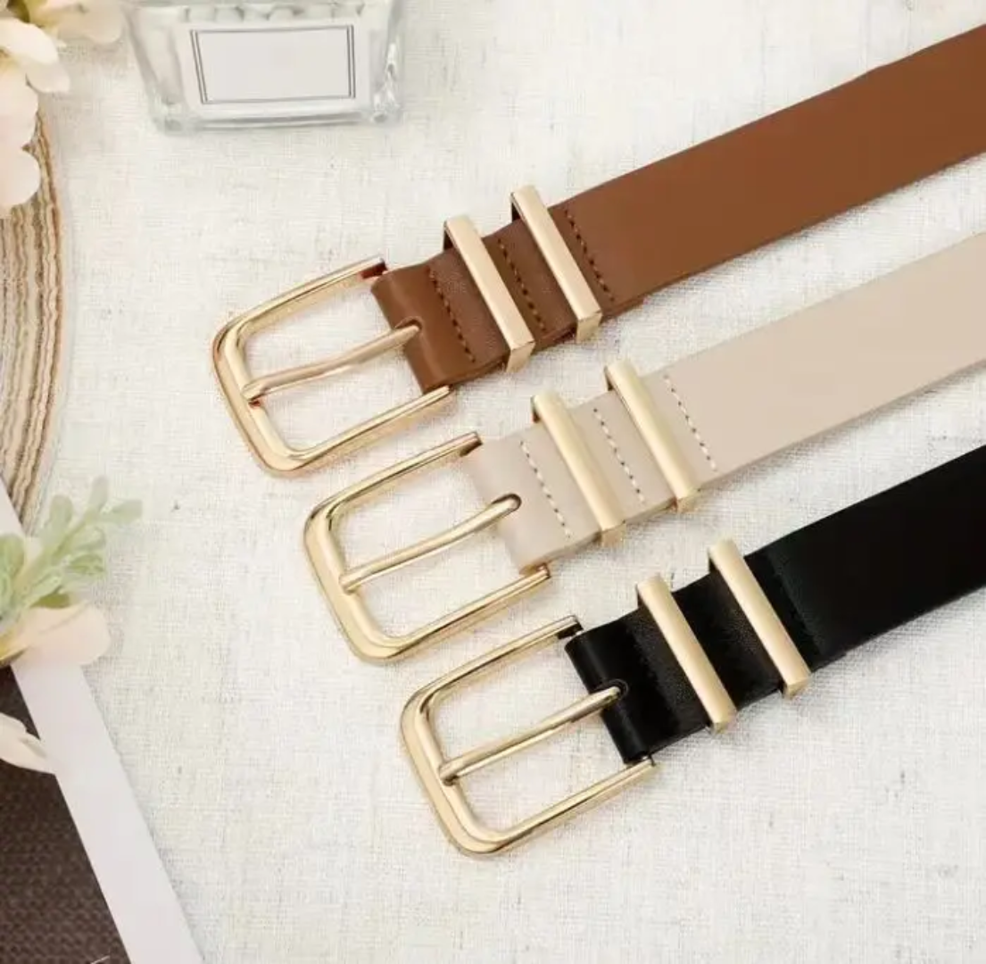 Double Strap Belt - Gold Buckle Faux Leather Belt | Bend the Trend