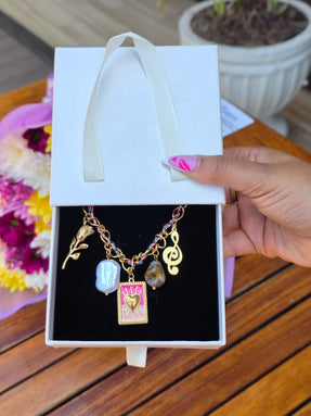 Necklace |Valentines Galentines|love layered pink chain ,pendant