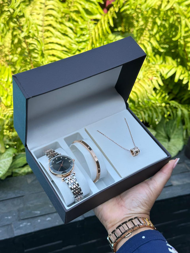 Women's Watch & Jewelry Gift Set - Elegant Timepiece with Matching Necklace & Bangle | Bend the Trend
