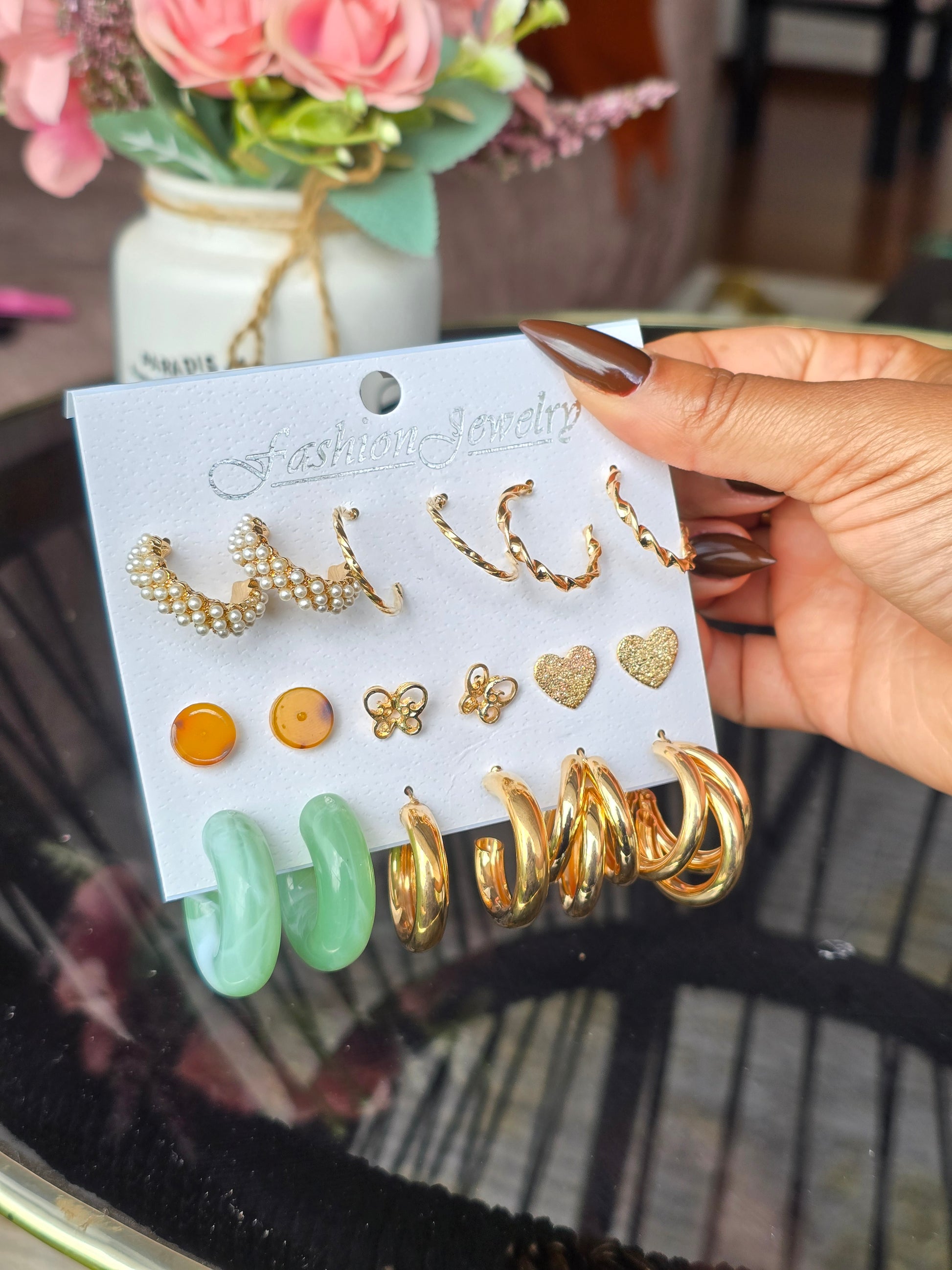 Earring Set for Women - Green Loop, Love & Butterfly Earrings | Bend the Trend