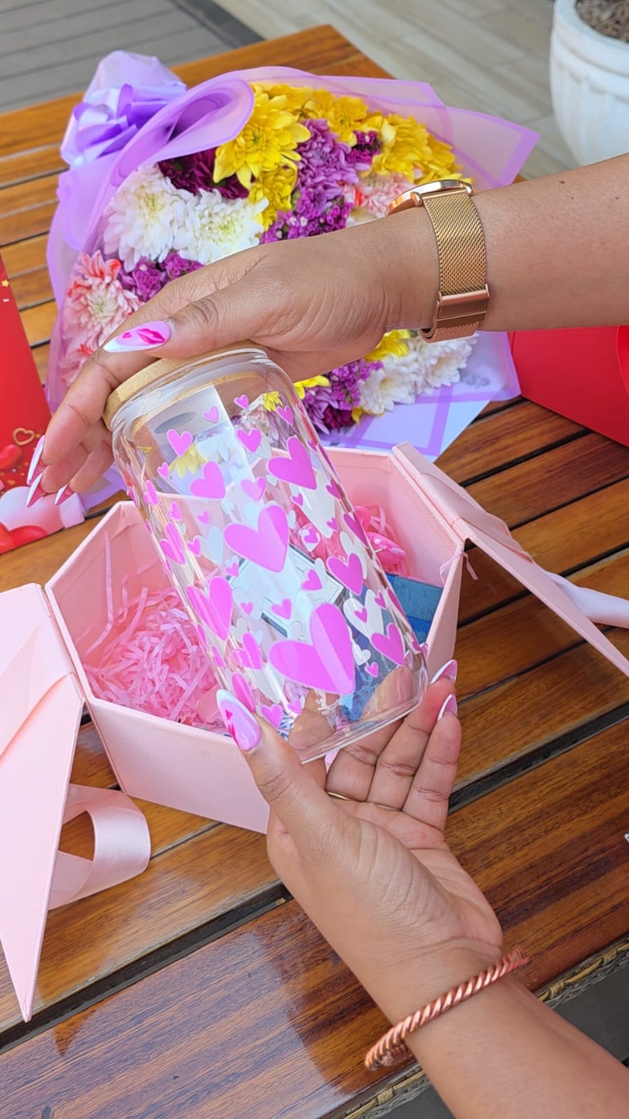 Glass tumbler "heart design " hearts Love design tumbler